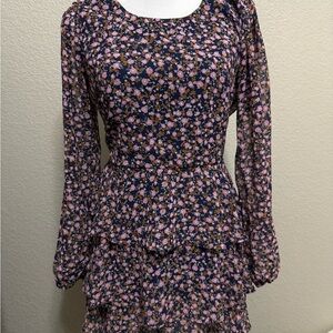 Long sleeve tiered mini dress